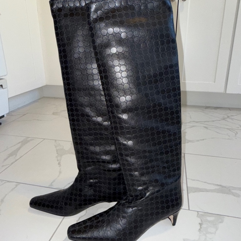 New STAUD WALLY BOOT BLACK PERFORATED LEATHER Sz. 37